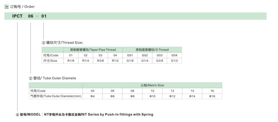 Three Way Male Thread Push in with Spring Air Pneumatic Brass Fitting Manufactures